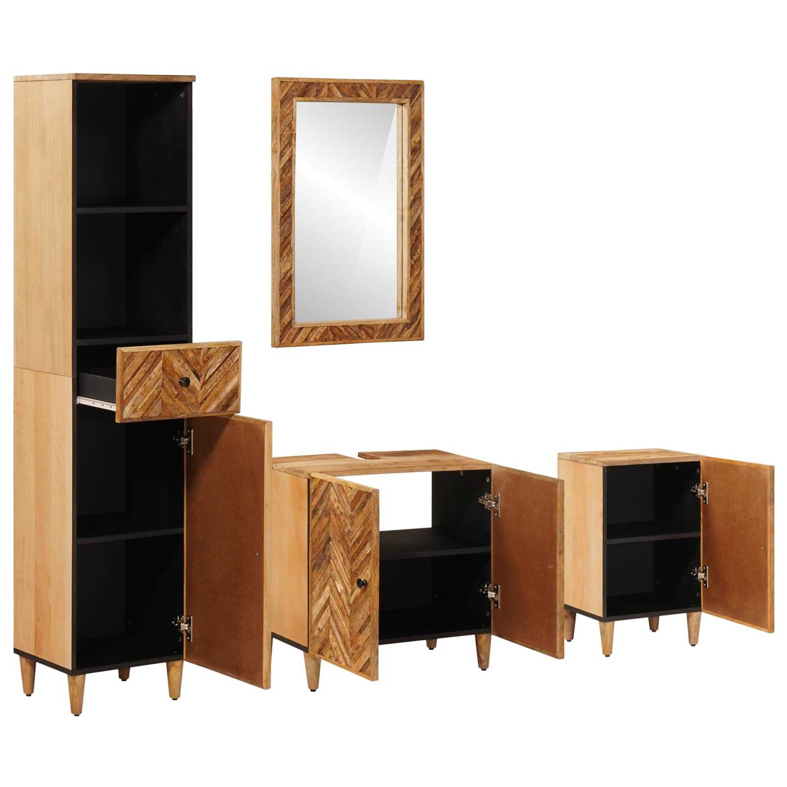 vidaXL Bathroom Cabinet Set 4 pcs Solid Mango Wood 2