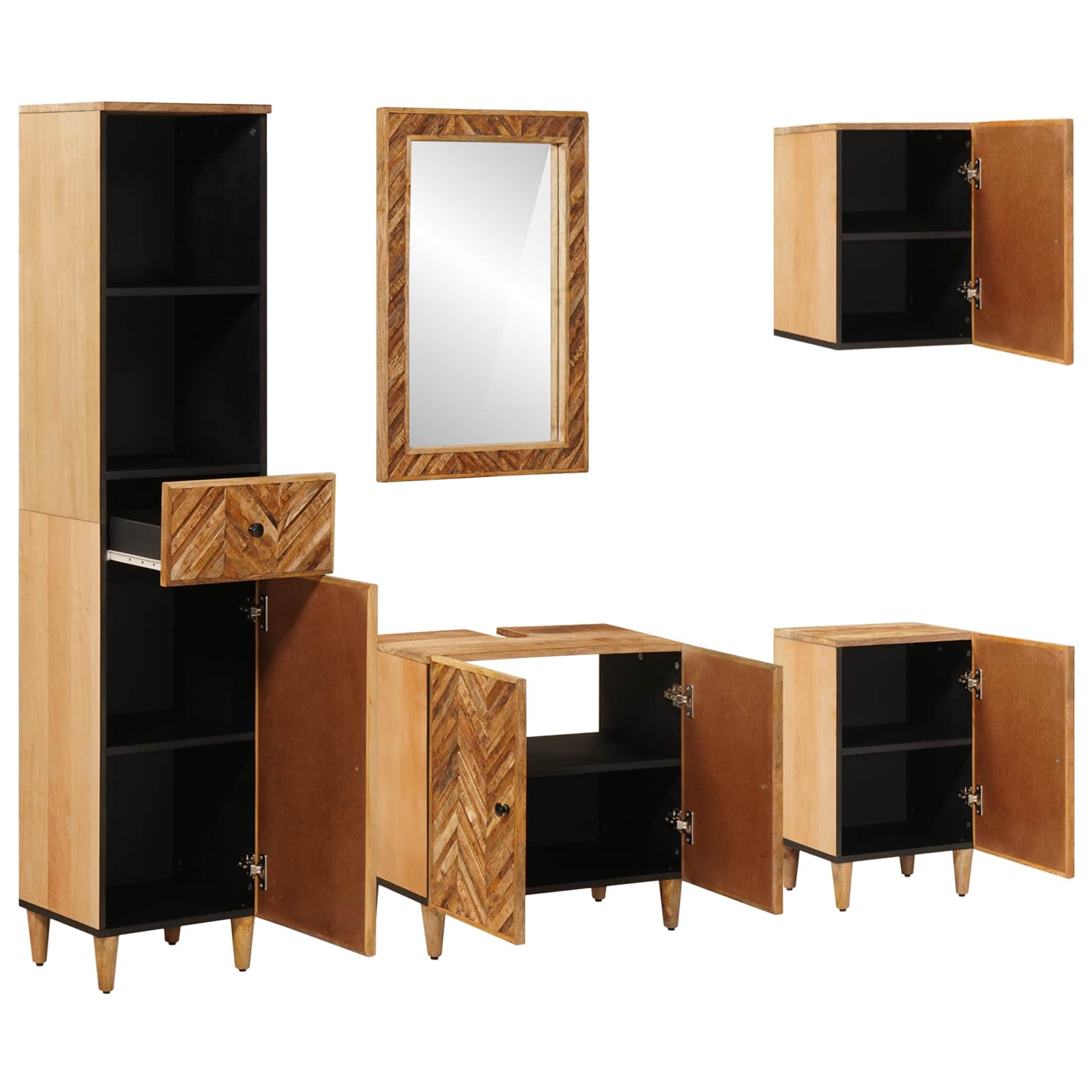 vidaXL Bathroom Cabinet Set 5 pcs Solid Mango Wood 2
