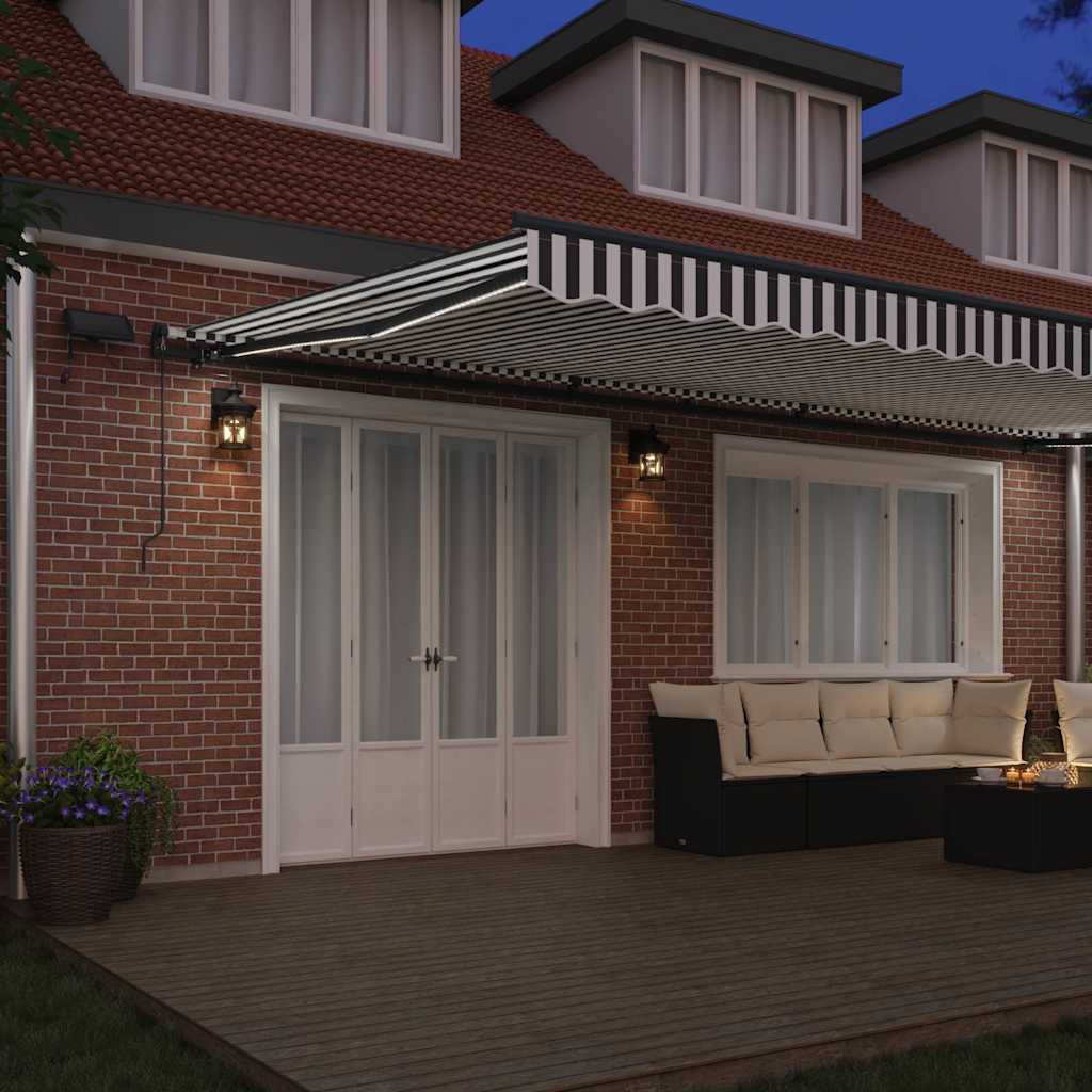 vidaXL Manual Retractable Awning with LEDs Anthracite&White 600x300 cm 3