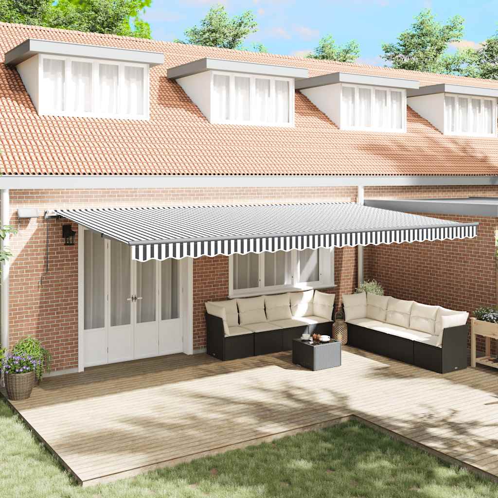 vidaXL Manual Retractable Awning with LEDs Anthracite&White 600x300 cm 1