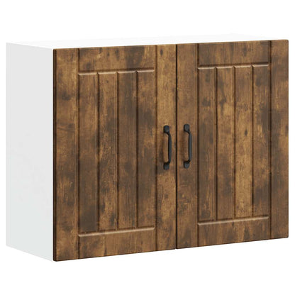 Kitchen Wall Cabinet "Lucca" Engineered Wood Smoked Oak 1x wall cabinet (2 doors) 80 cm wide 60 cm high
