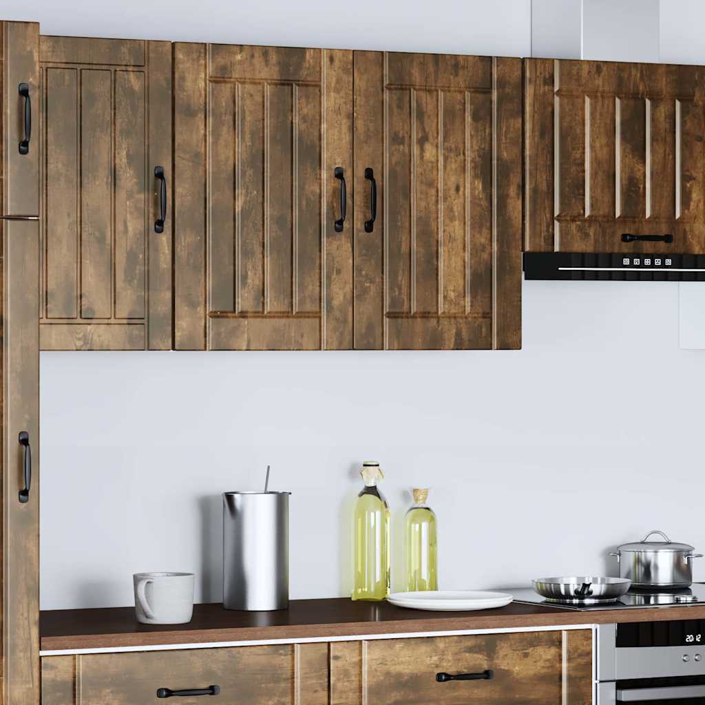 Kitchen Wall Cabinet "Lucca" Engineered Wood Smoked Oak 1x wall cabinet (2 doors) 80 cm wide 60 cm high