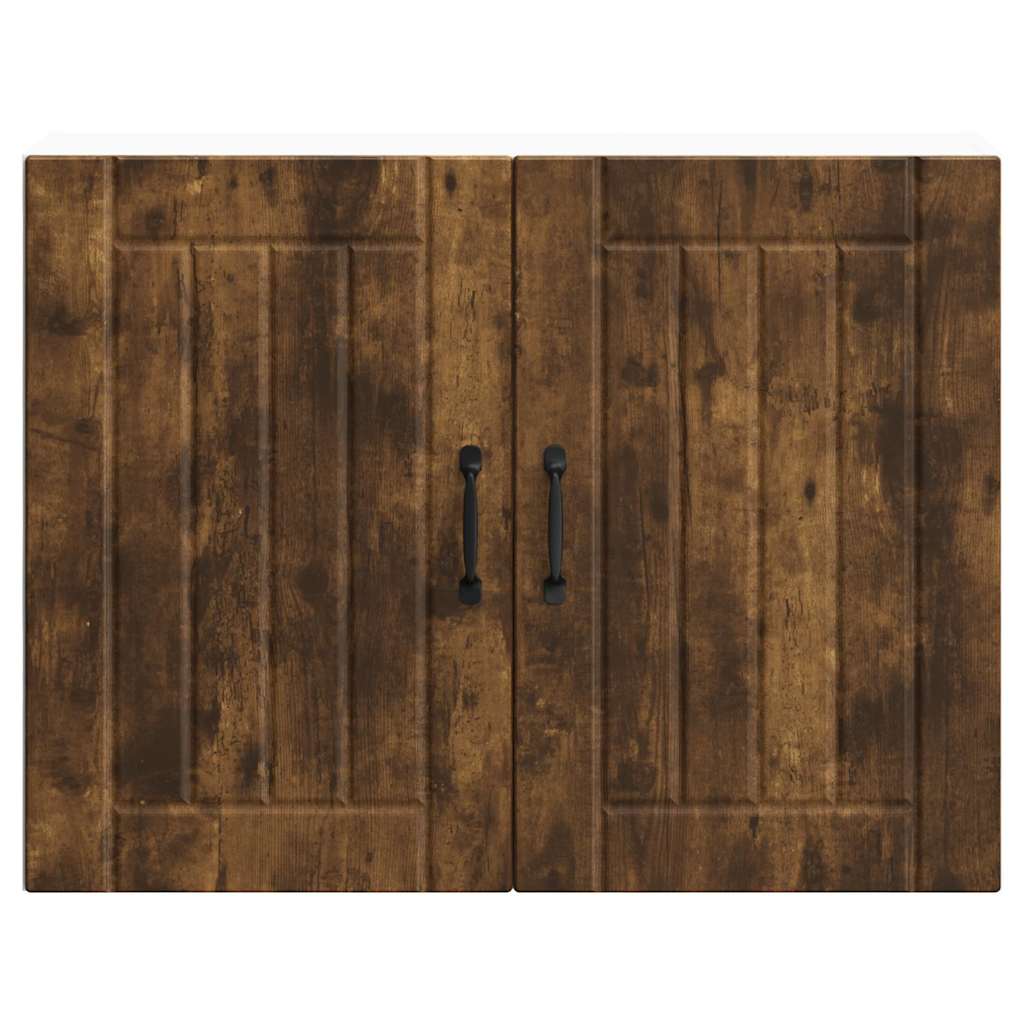 Kitchen Wall Cabinet "Lucca" Engineered Wood Smoked Oak 1x wall cabinet (2 doors) 80 cm wide 60 cm high