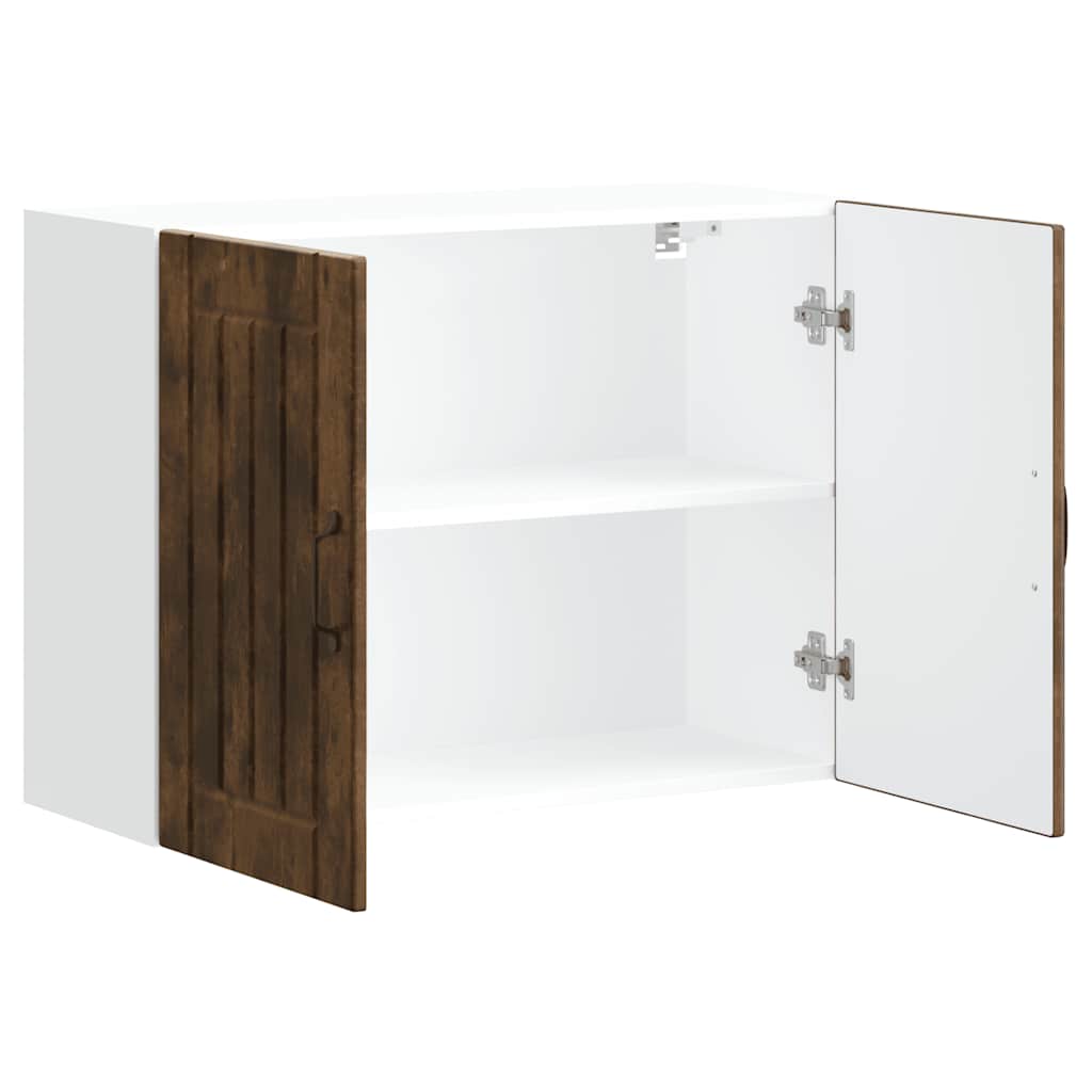 Kitchen Wall Cabinet "Lucca" Engineered Wood Smoked Oak 1x wall cabinet (2 doors) 80 cm wide 60 cm high