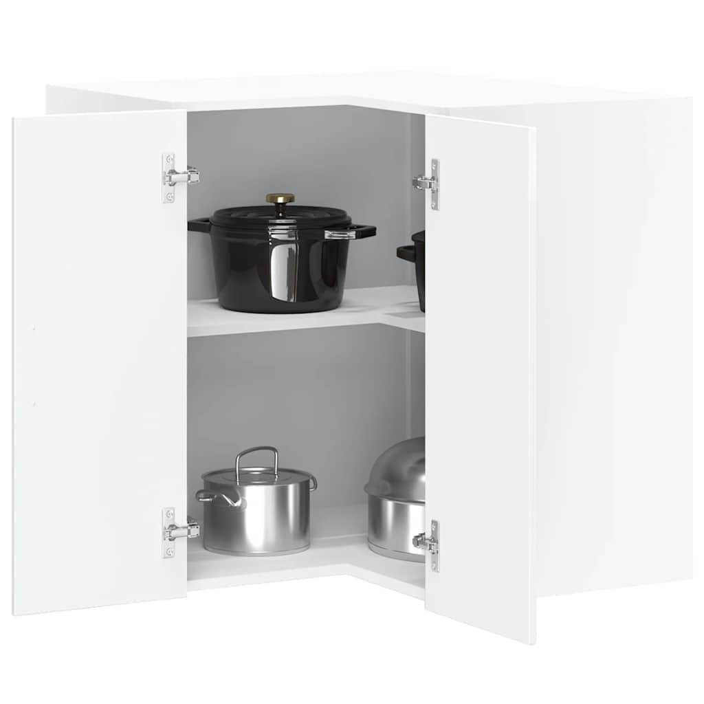 Kitchen Wall Cabinet "Lucca" Engineered Wood High Gloss White 1x wall corner cabinet 57 cm wide 60 cm high