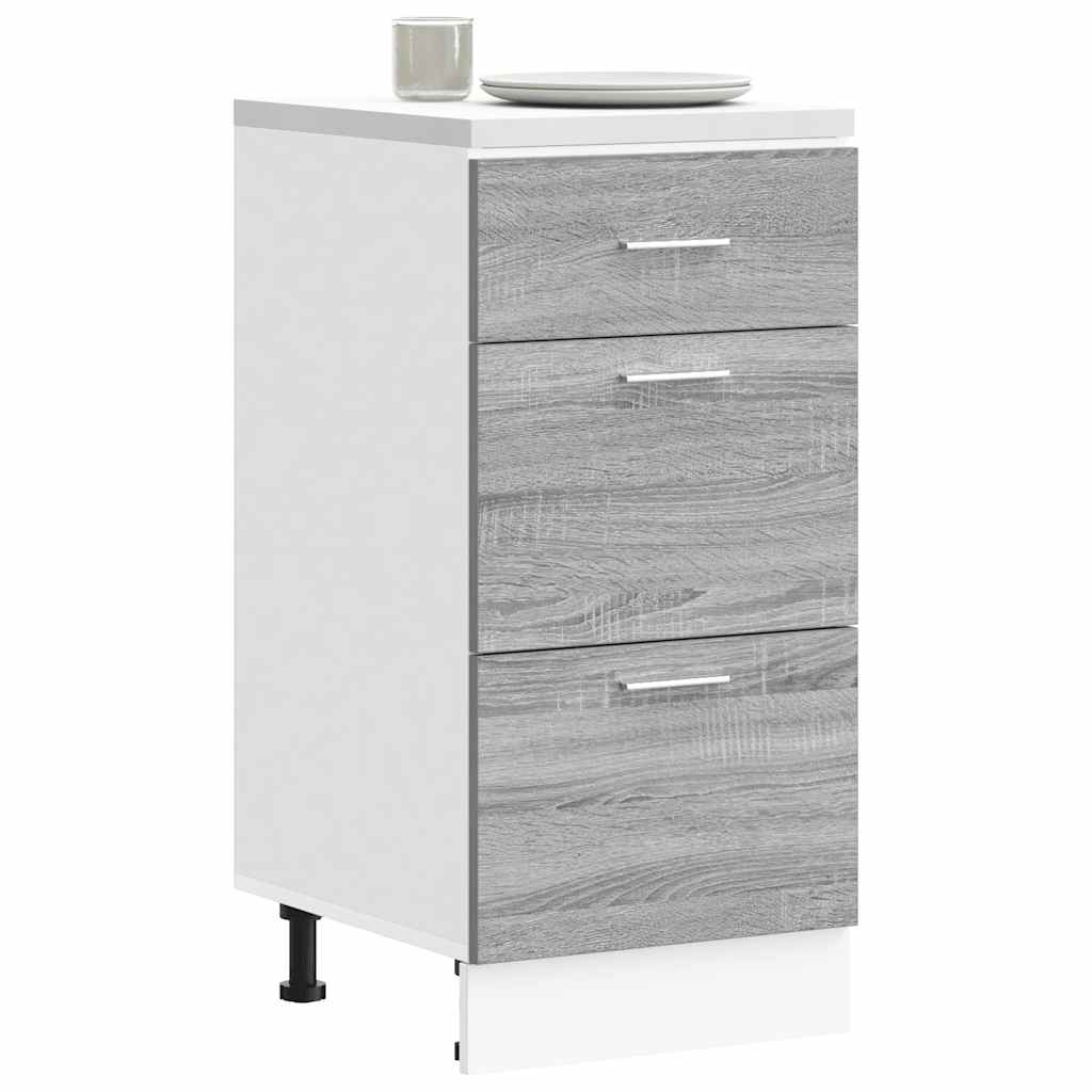 Kitchen Base Cabinet "Lyon" Engineered Wood Grey Sonoma 1x bottom cabinet (3 drawers) 40 cm