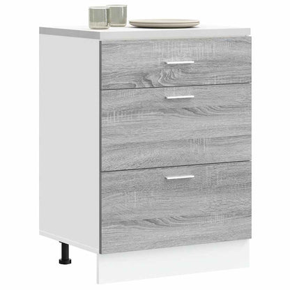 Kitchen Base Cabinet "Lyon" Engineered Wood Grey Sonoma 1x bottom cabinet (3 drawers) 60 cm