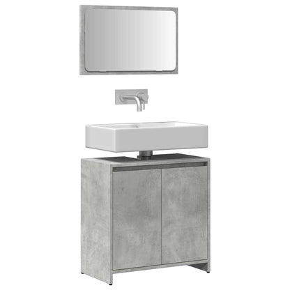 2 Piece Bathroom Furniture Set Engineered Wood Concrete grey