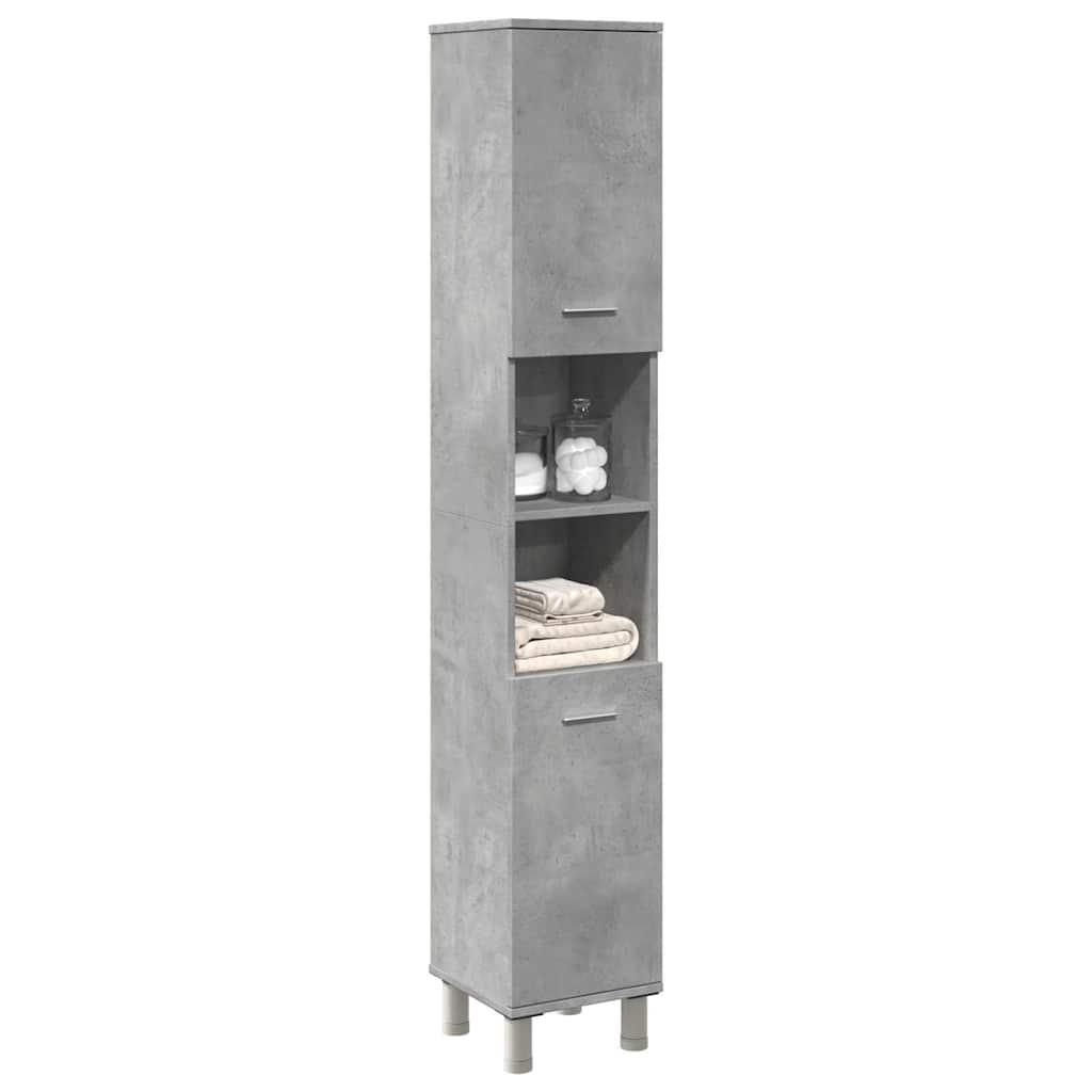 Bathroom Cabinet 30x30x179 cm Engineered Wood Concrete grey