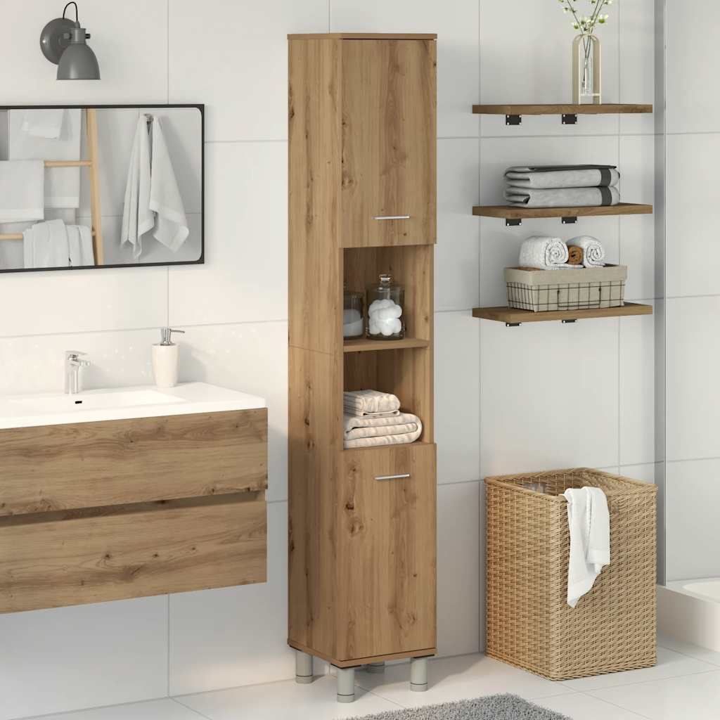 Bathroom Cabinet 30x30x179 cm Engineered Wood Artisan oak