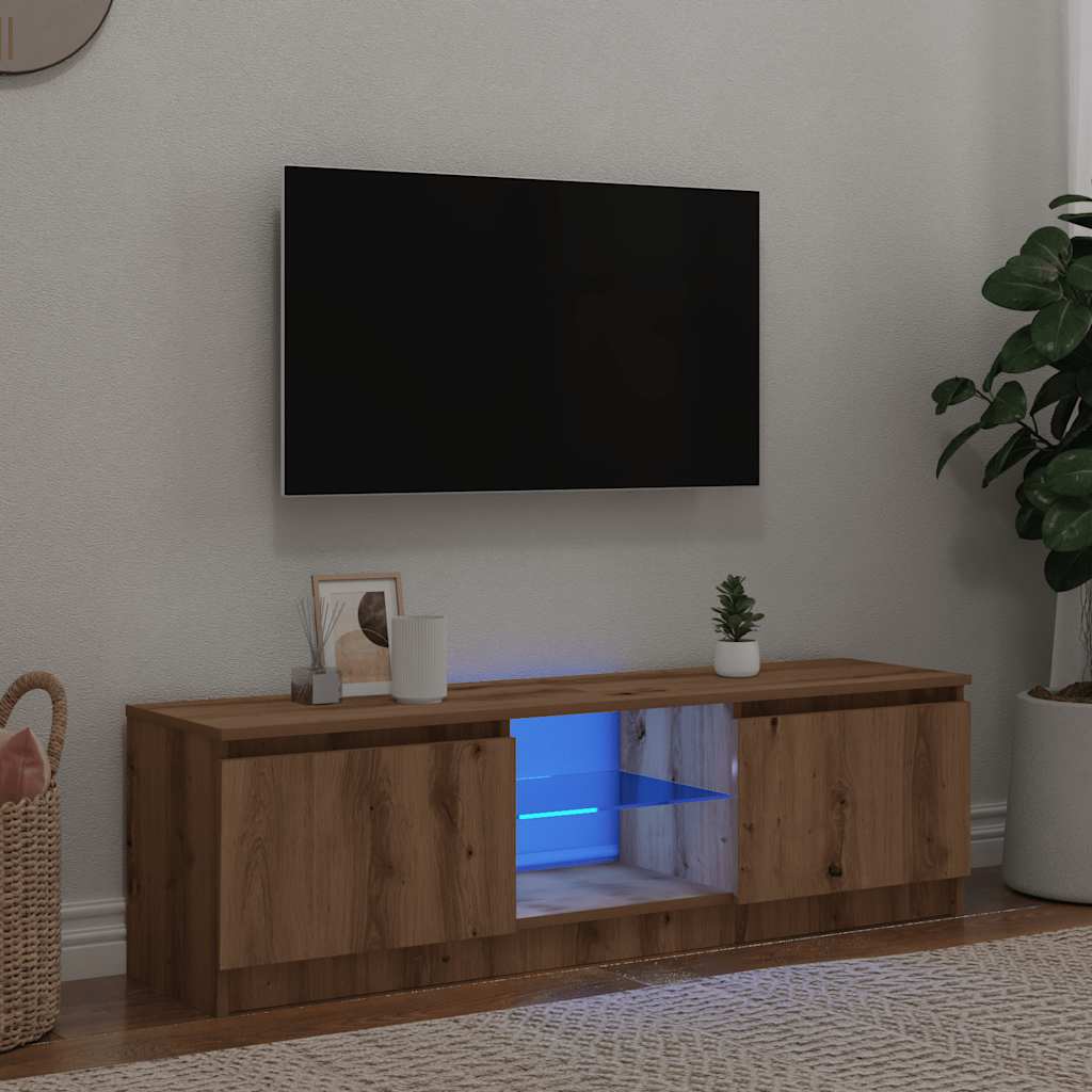 TV Cabinet with LED Lights Artisan oak 120 cm 30 cm