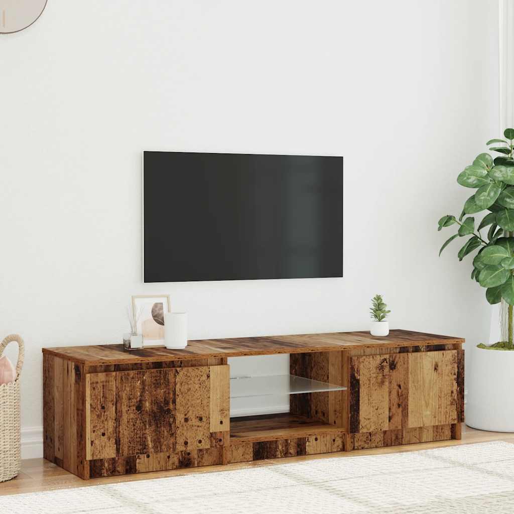 TV Cabinet with LED Lights Old wood 140 cm 40 cm