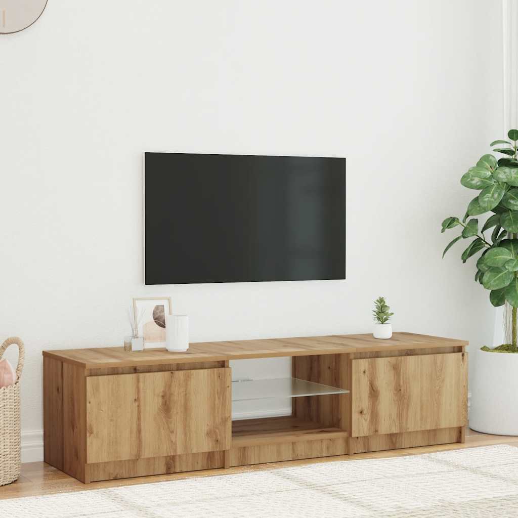 TV Cabinet with LED Lights Artisan oak 140 cm 40 cm