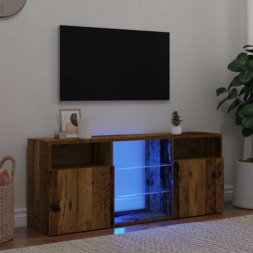 TV Cabinet with LED Lights 120x30x50 cm Old wood