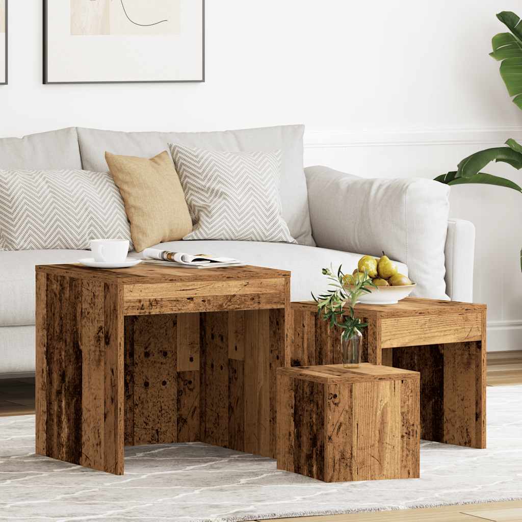 Nesting Tables 3 pcs Engineered Wood Old wood