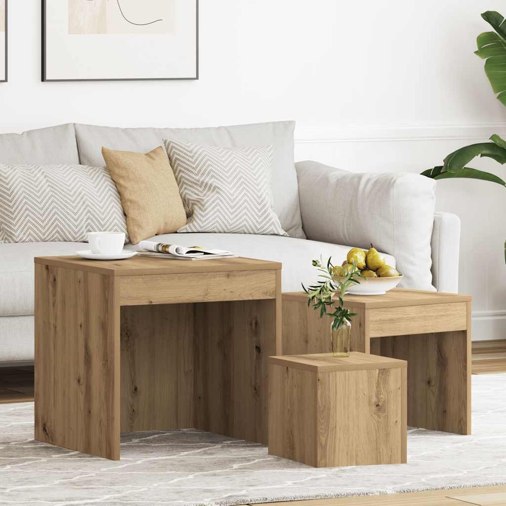 Nesting Tables 3 pcs Engineered Wood Artisan oak
