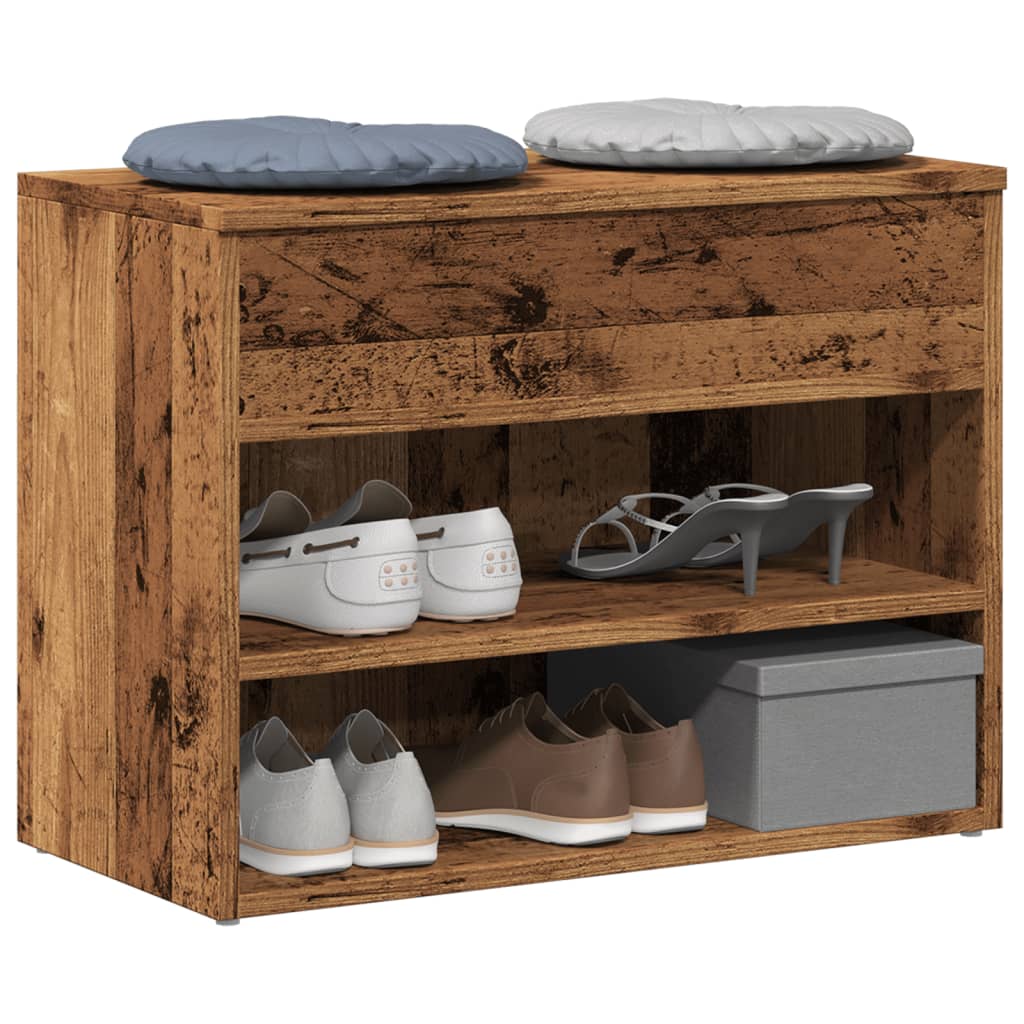 Shoe Bench Engineered Wood Old wood 60 x 30 x 45 cm