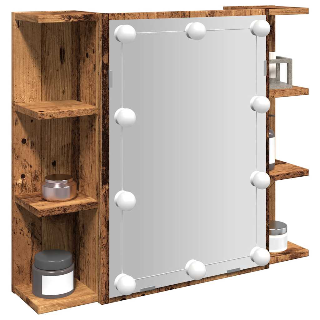 Mirror Cabinet with LED 70x16,5x60 cm Old wood
