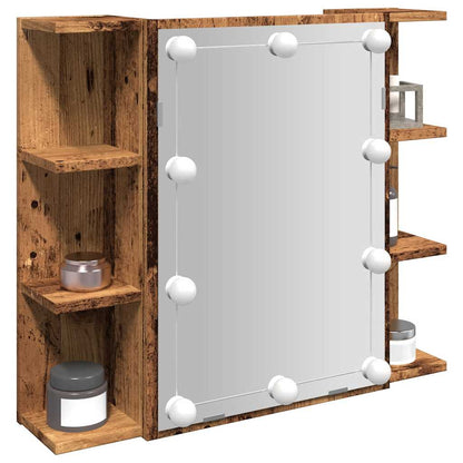 Mirror Cabinet with LED 70x16,5x60 cm Old wood