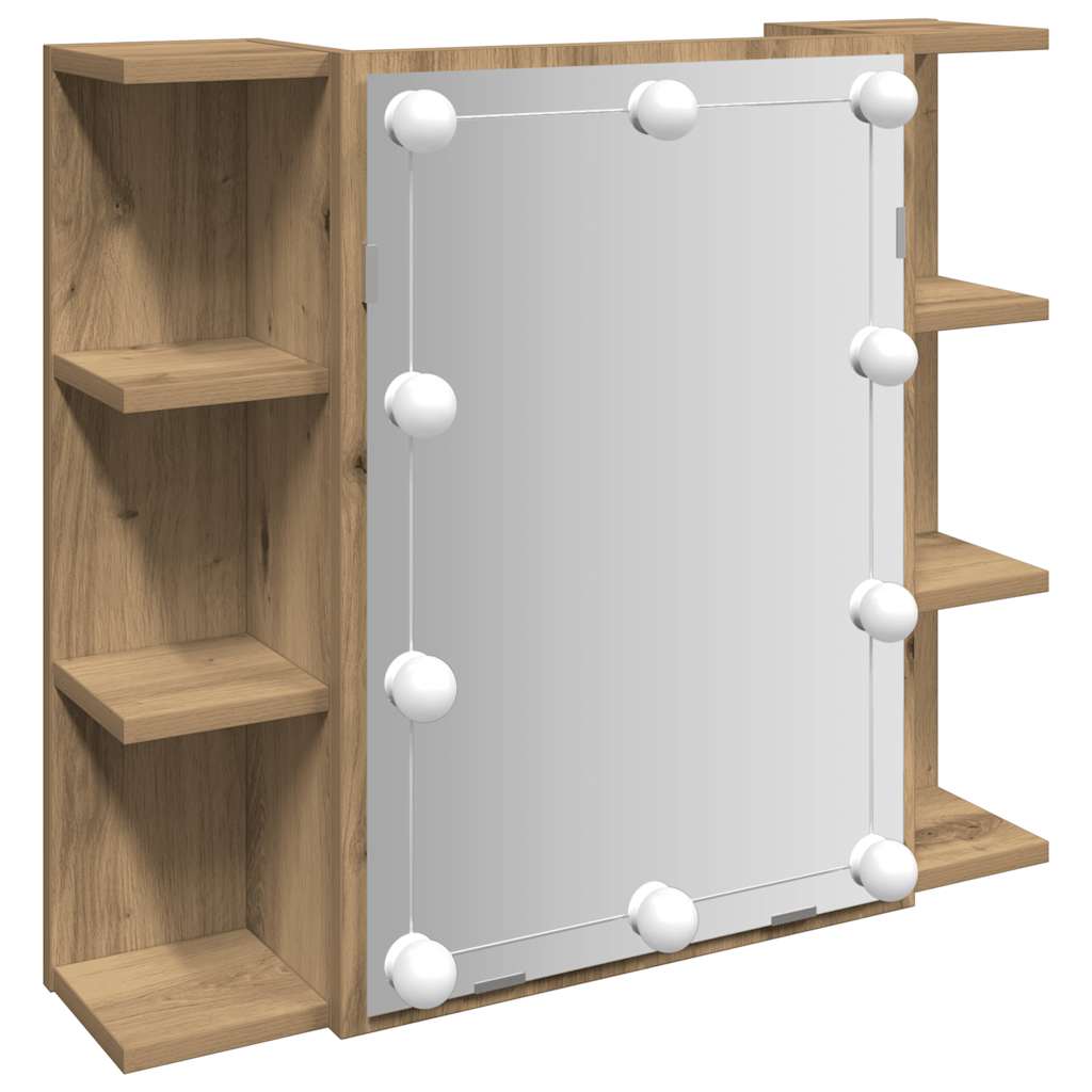Mirror Cabinet with LED 70x16,5x60 cm Artisan oak