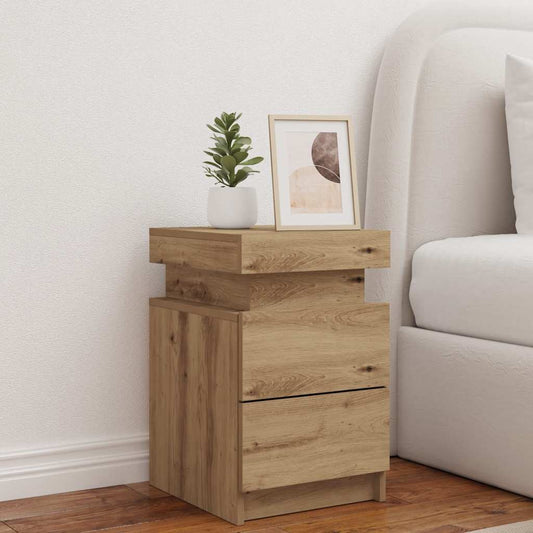 Bedside Cabinet with LED Lights 35x39x55 cm Artisian oak 1