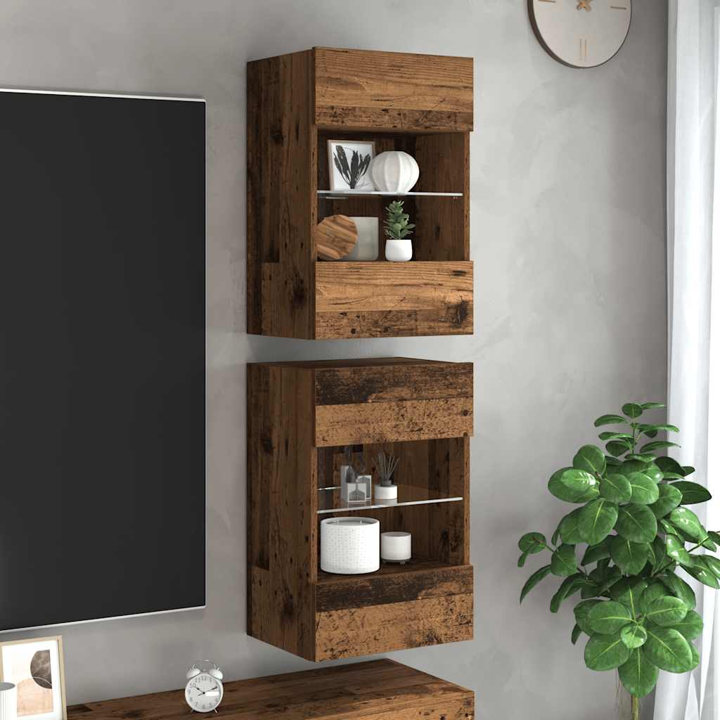 Wall Cabinets with LED for TV 40x30x60.5 cm 2 pcs Old wood