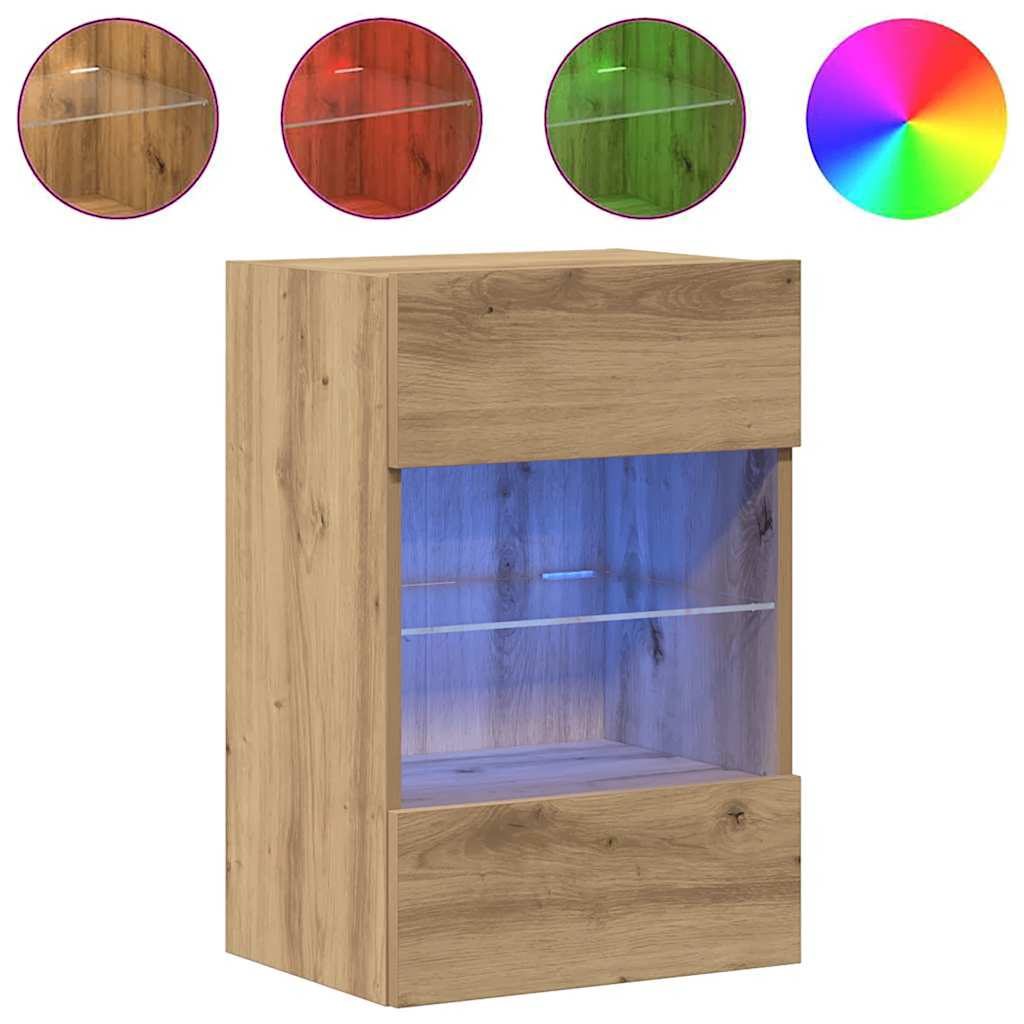 Wall Cabinets with LED for TV 40x30x60.5 cm 2 pcs Artisan oak