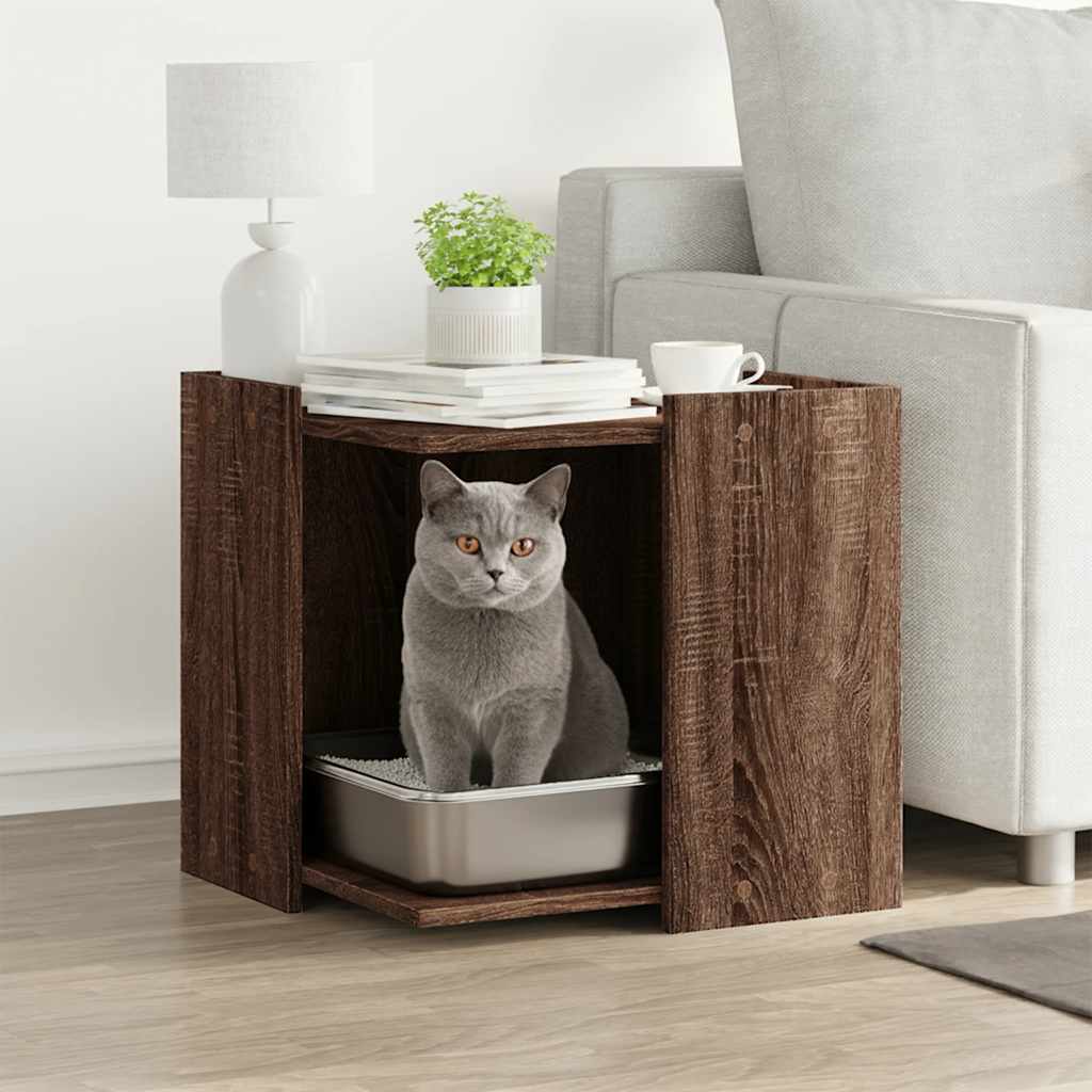 Cat Litter Box Enclosure Engineered Wood Brown oak
