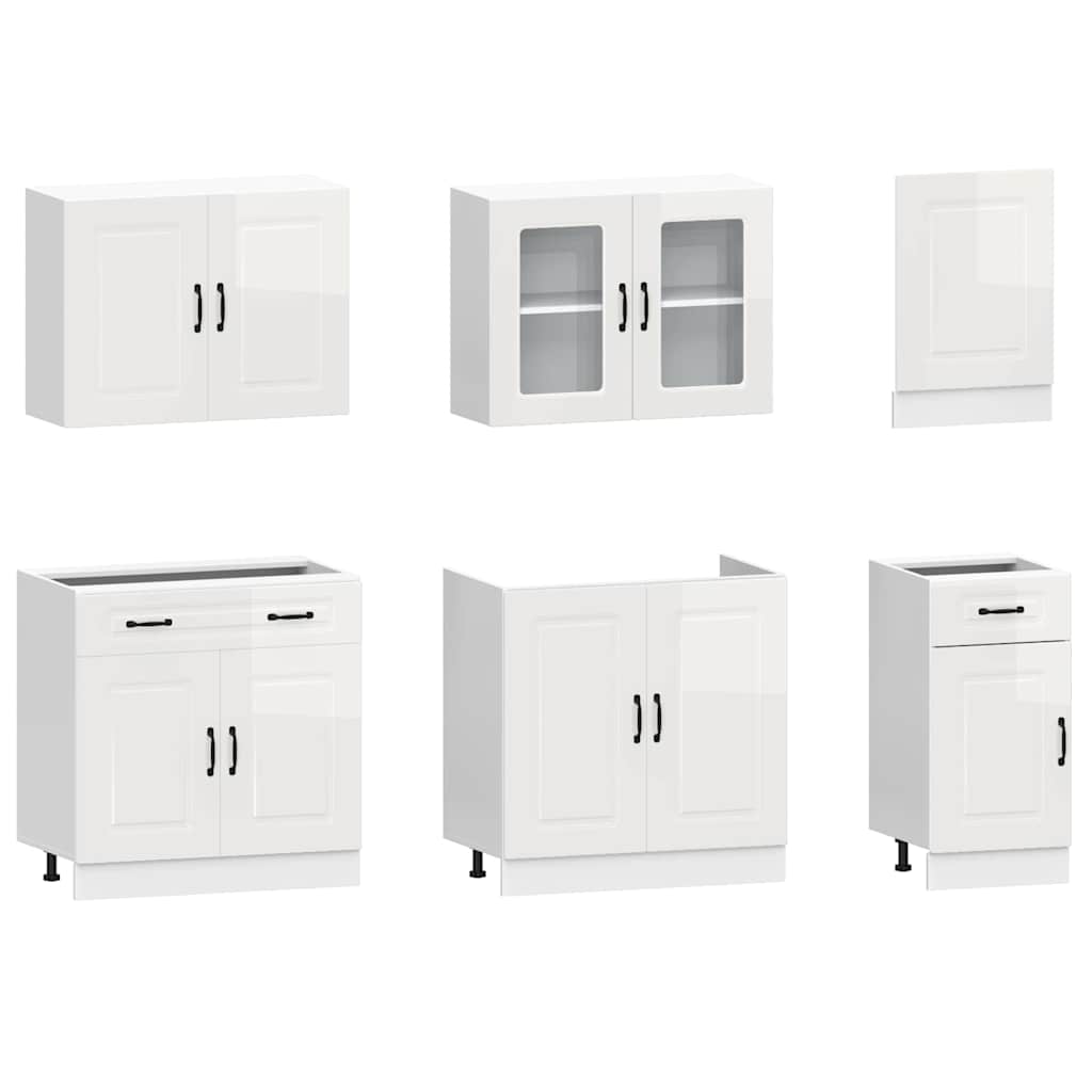 vidaXL 7 Piece Kitchen Cabinet Set "Kalmar" High Gloss White 4