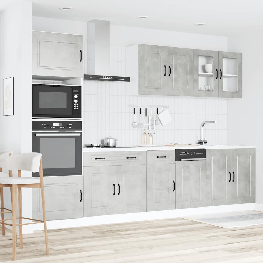vidaXL 7 Piece Kitchen Cabinet Set "Kalmar" Concrete Grey Engineered Wood 3