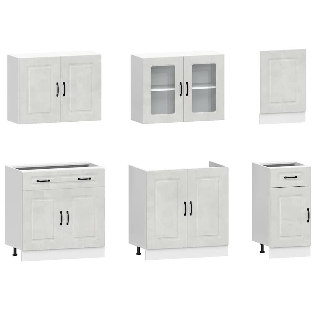 vidaXL 7 Piece Kitchen Cabinet Set "Kalmar" Concrete Grey Engineered Wood 4