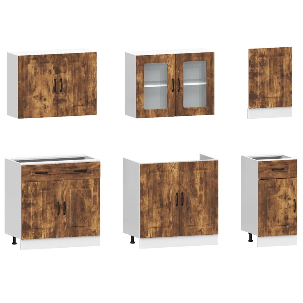 vidaXL 7 Piece Kitchen Cabinet Set "Kalmar" Smoked Oak Engineered Wood 4
