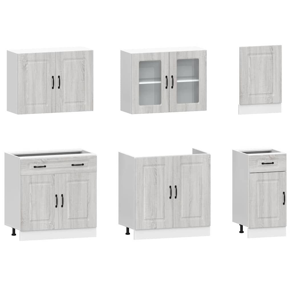 vidaXL 7 Piece Kitchen Cabinet Set "Kalmar" Grey Sonoma Engineered Wood 4