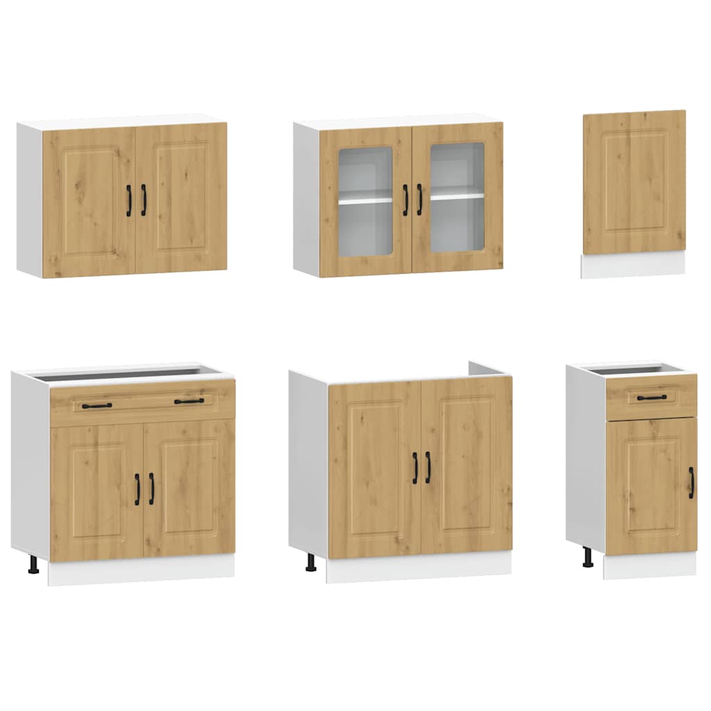 vidaXL 7 Piece Kitchen Cabinet Set "Kalmar" Artisan Oak Engineered Wood 4