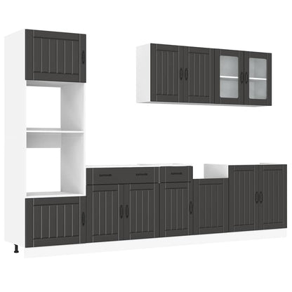vidaXL 7 Piece Kitchen Cabinet Set Kalmar Black Engineered Wood 2