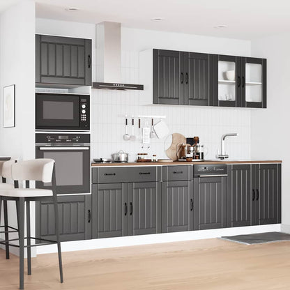 vidaXL 7 Piece Kitchen Cabinet Set Kalmar Black Engineered Wood 3