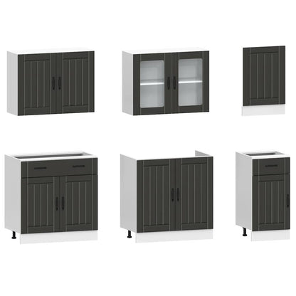 vidaXL 7 Piece Kitchen Cabinet Set Kalmar Black Engineered Wood 4