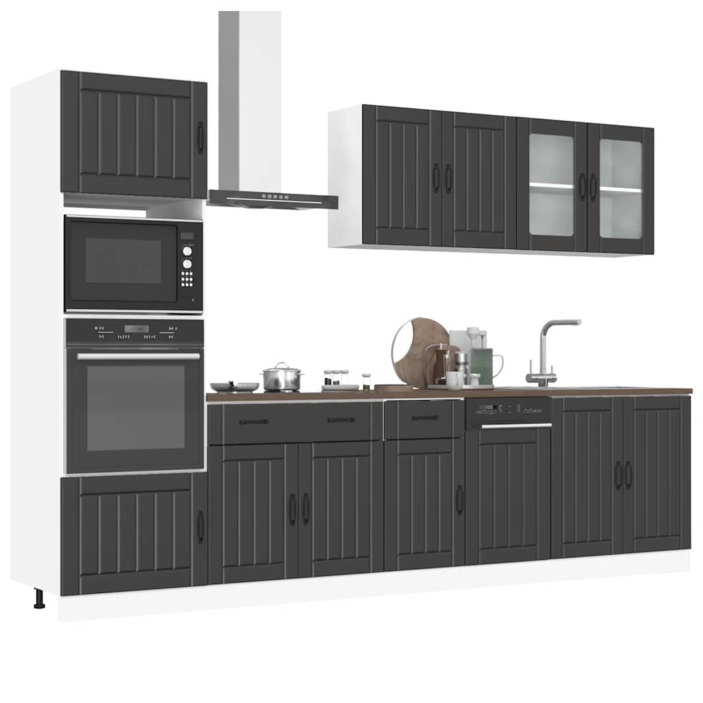 vidaXL 7 Piece Kitchen Cabinet Set Kalmar Black Engineered Wood 1