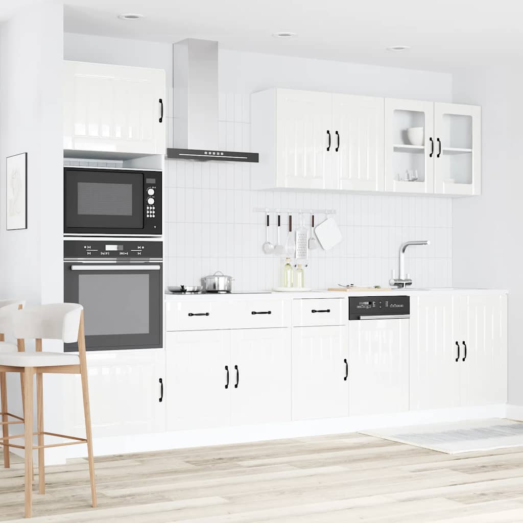 vidaXL 7 Piece Kitchen Cabinet Set "Lucca" High Gloss White 3