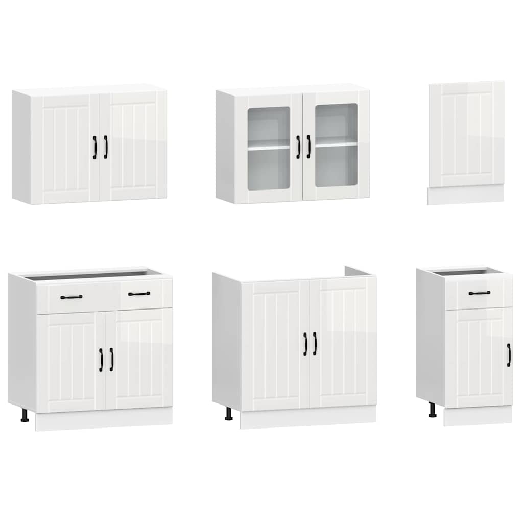 vidaXL 7 Piece Kitchen Cabinet Set "Lucca" High Gloss White 4