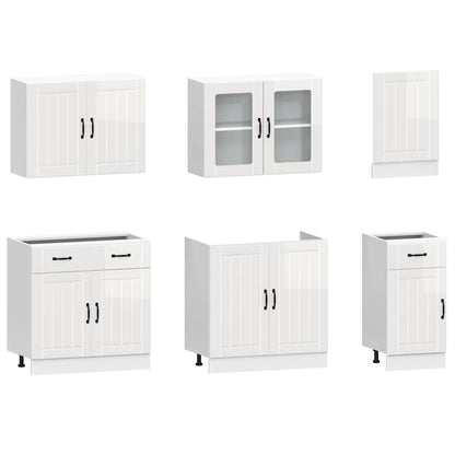 vidaXL 7 Piece Kitchen Cabinet Set "Lucca" High Gloss White 4