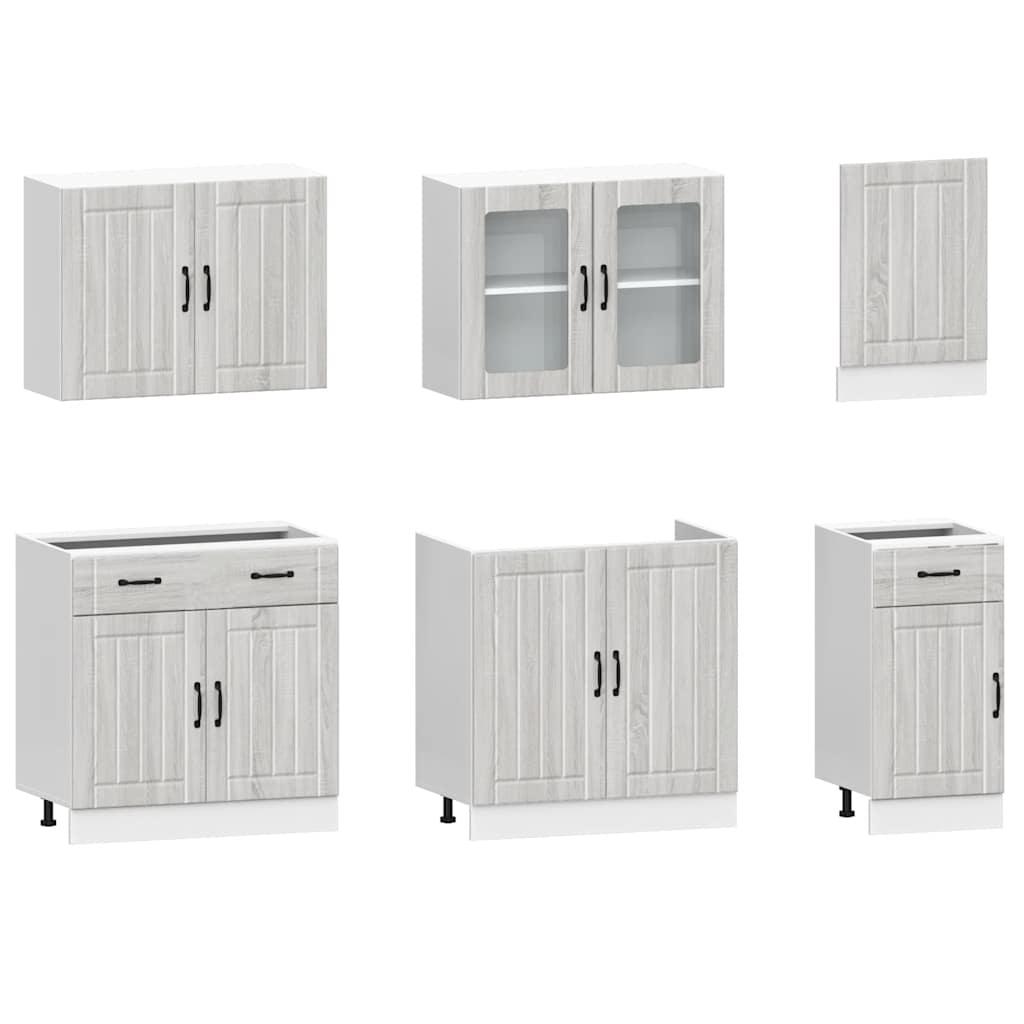vidaXL 7 Piece Kitchen Cabinet Set "Kalmar" Grey Sonoma Engineered Wood 4