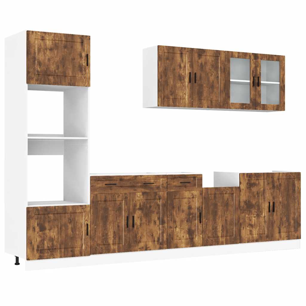 vidaXL 7 Piece Kitchen Cabinet Set "Kalmar" Smoked Oak Engineered Wood 2