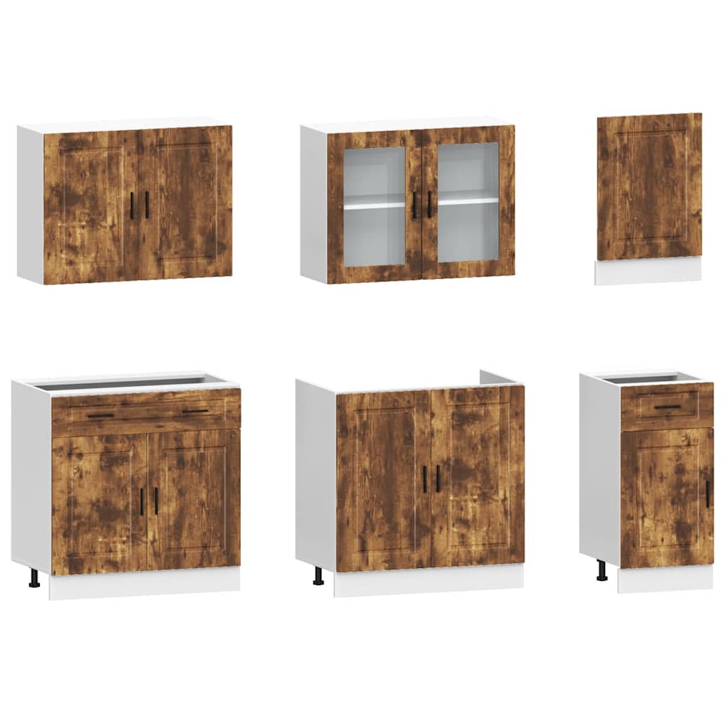 vidaXL 7 Piece Kitchen Cabinet Set "Kalmar" Smoked Oak Engineered Wood 4