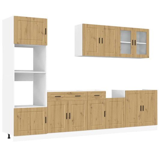 7 Piece Kitchen Cabinet Set "Porto" Engineered Wood Artisan oak