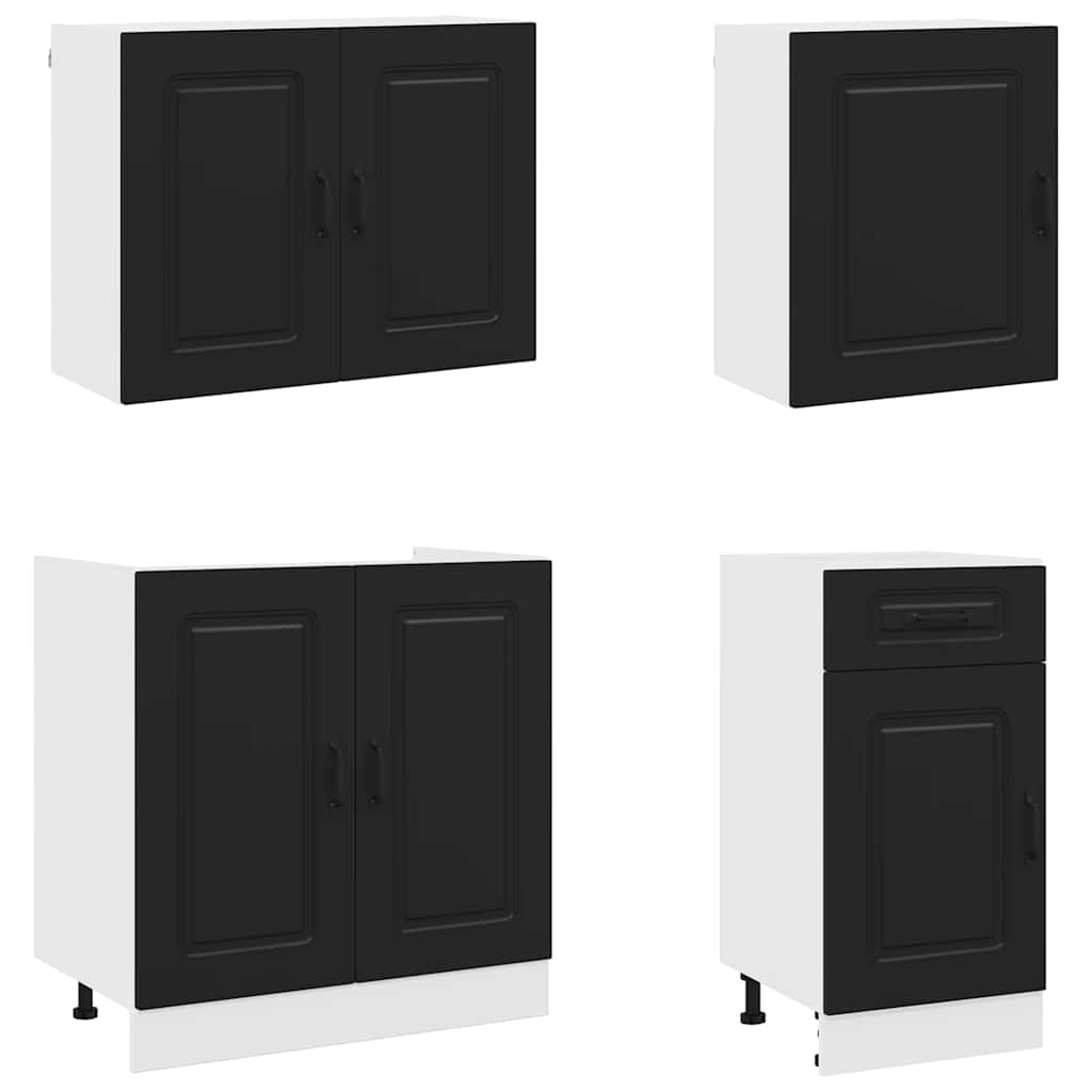 vidaXL 7 Piece Kitchen Cabinet Set "Kalmar" Black Engineered Wood 4