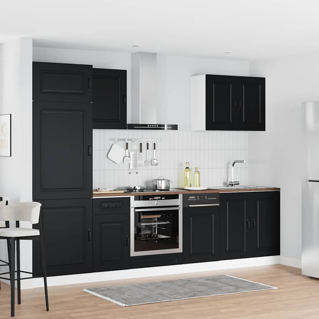 vidaXL 7 Piece Kitchen Cabinet Set "Kalmar" Black Engineered Wood 1