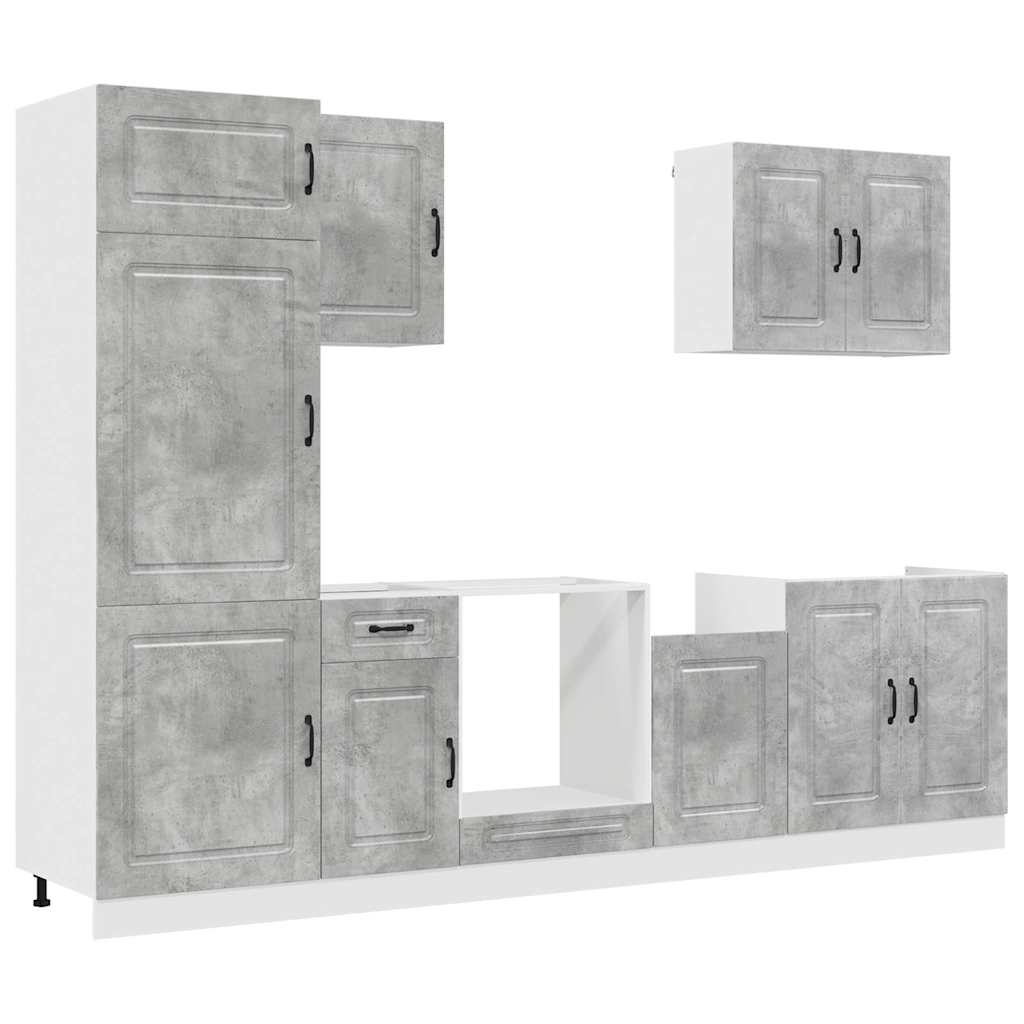 vidaXL 7 Piece Kitchen Cabinet Set Kalmar Concrete Grey Engineered Wood 2