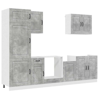 vidaXL 7 Piece Kitchen Cabinet Set Kalmar Concrete Grey Engineered Wood 2