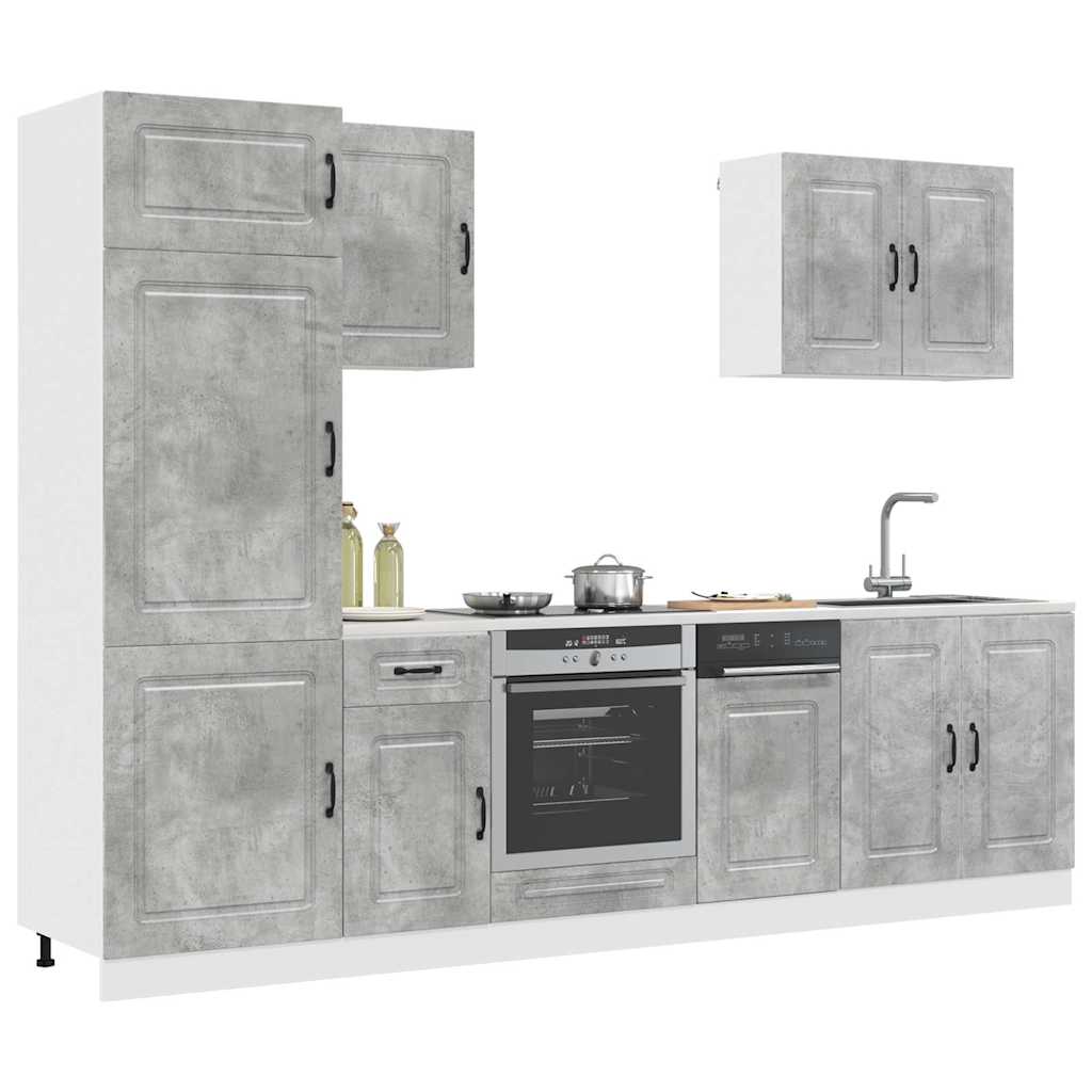 vidaXL 7 Piece Kitchen Cabinet Set Kalmar Concrete Grey Engineered Wood 3